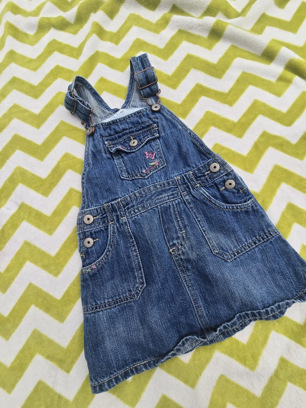 Vintage OshKosh B'gosh Denim Blue Girls' Overall Dress Size 3T